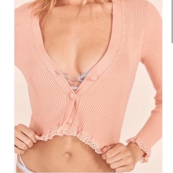 For Love And Lemons Nina Cardigan Peach M EUC - Picture 2 of 7
